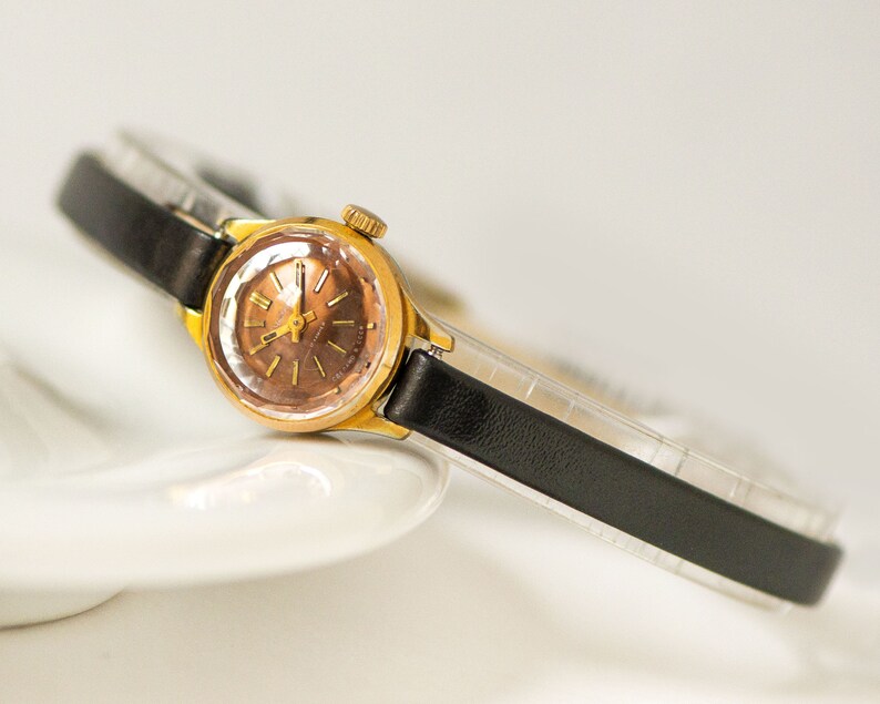 Vintage Watch for Women Brown Dial Jewelry Gold Plated Lady Etsy