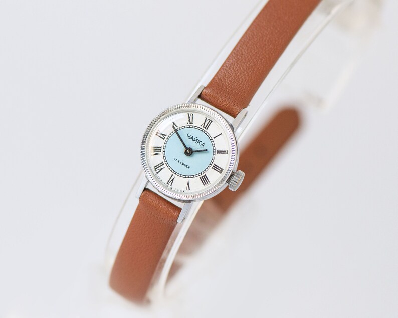 Women Watch Blue Dot Face Roman Numerals Vintage Women Watch Etsy