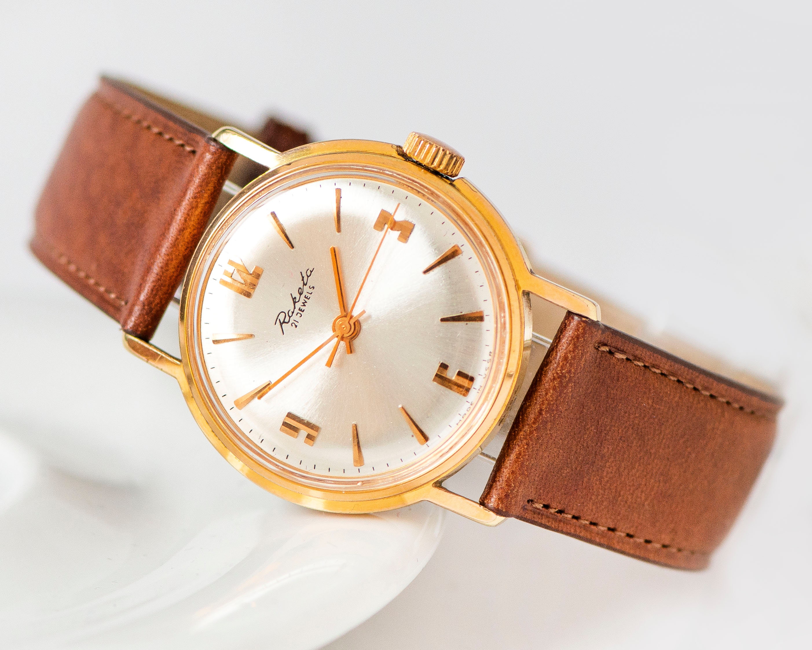 Dress Watch for Men Rocket Gold Plated, Vintage Watch for