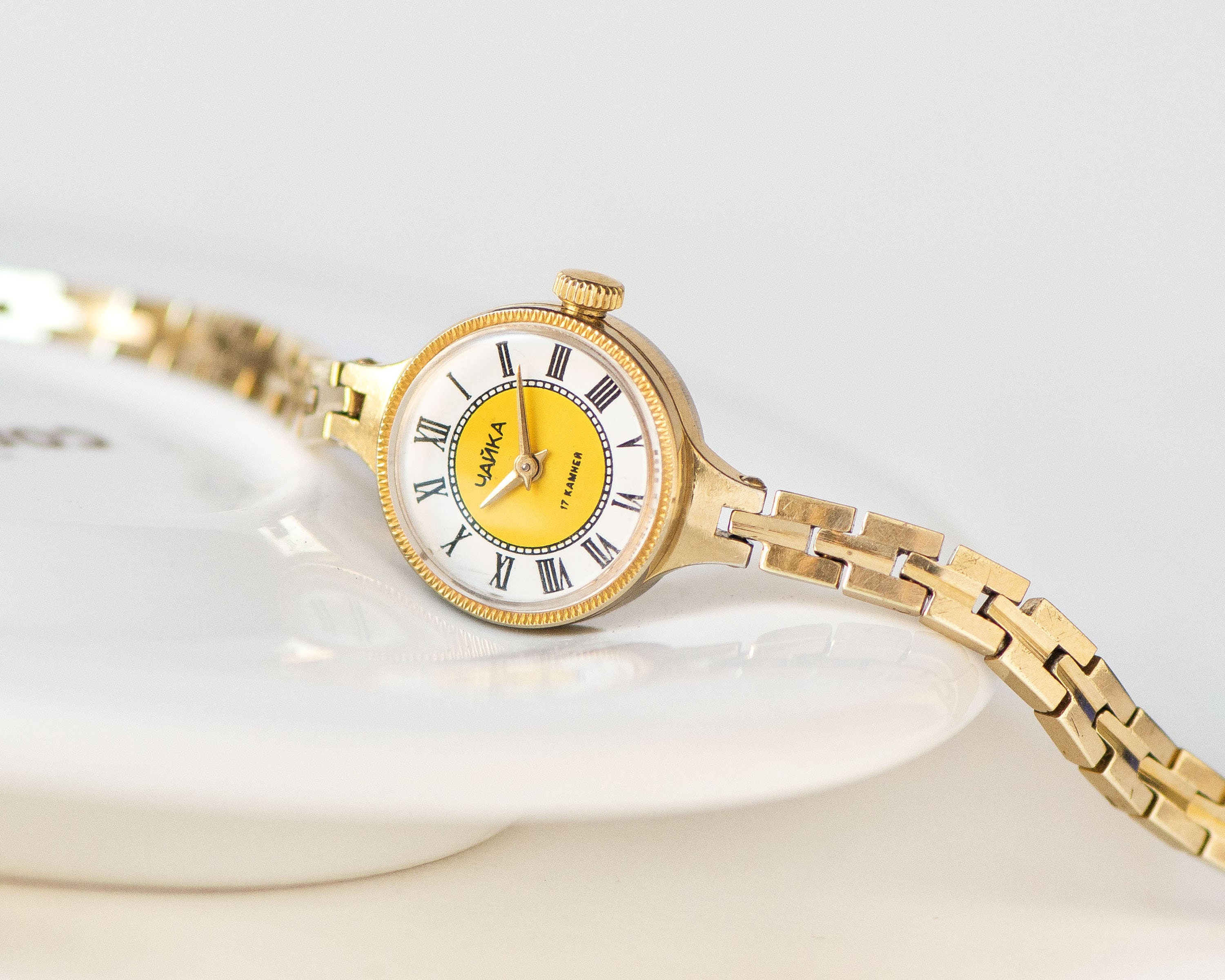 Cocktail Watch for Woman Small Gold Plated Watch Seagull Lady s Wristwatch Bracelet Mechanical Yellow Face Watch Gift Unique Women Watch Etsy Canada