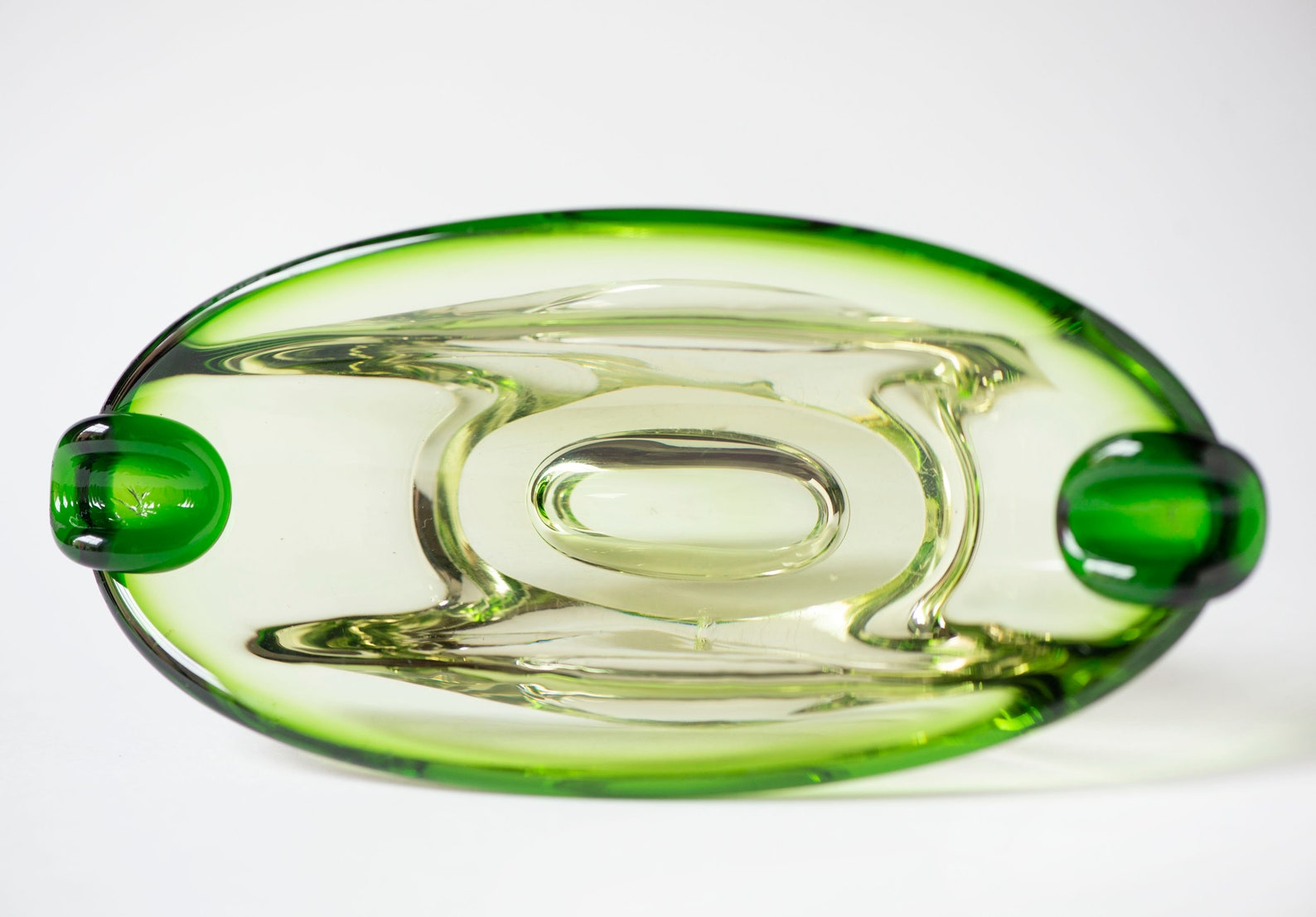 Green Handblown Glass Ashtray Vintage Transparent Ashtray 2 Etsy