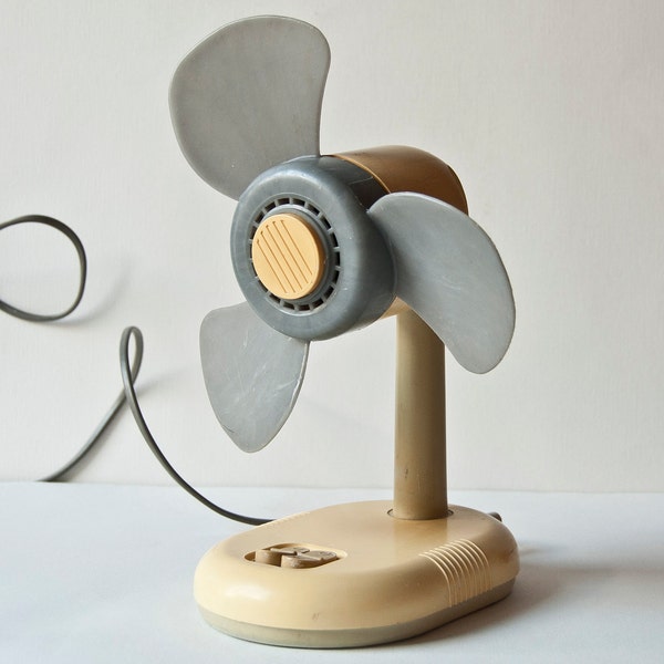 Vintage electric fan little, tabletop desk fan, ventilator, Soviet era