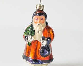 Antique Christmas Santa ornament, Xmas tree glass ornament Santa, collectible glass Saint Nicholas, Christmas home decor, gift Santa Claus