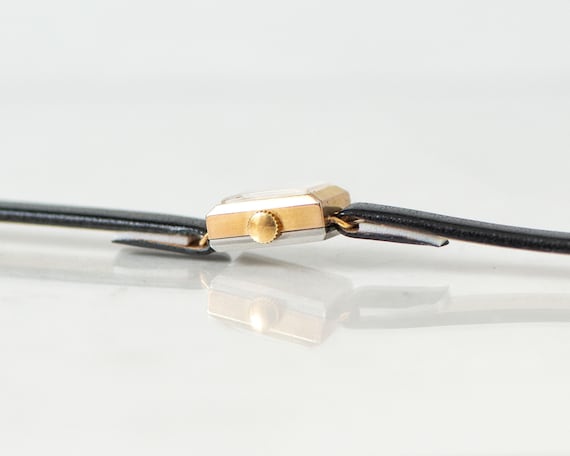 Smallest women's watch rectangular Chaika gold pl… - image 11