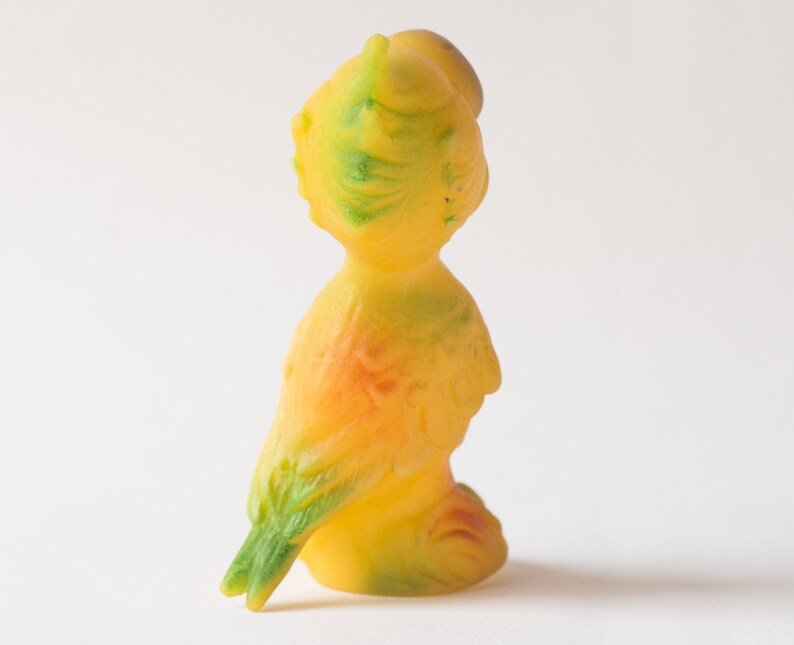 Vintage parrot toy rubber parrot yellow bird toy for kids Etsy