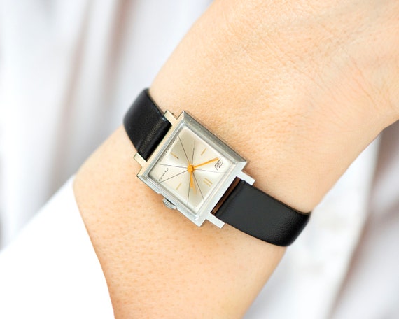 Women's watch unused Dawn vintage, square silver … - image 1