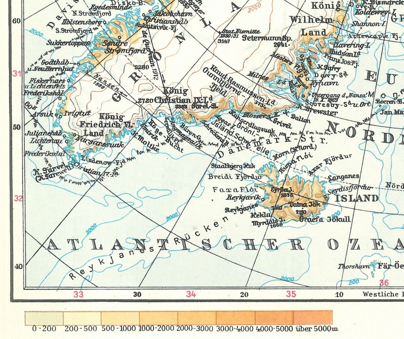 Geographic North Pole map wall art, vintage map in German North Pole, wall print retro map home interior gift, North print available 4 sizes image 2