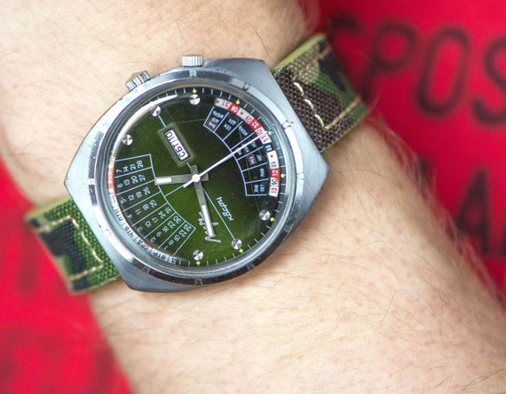 Men's watch quartz, forest green watch chunky, pe… - image 5