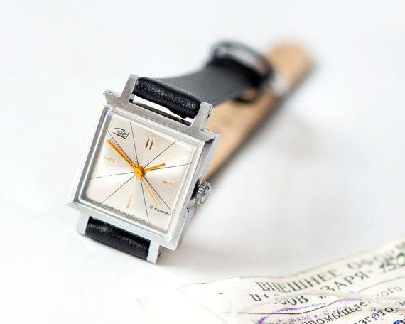 Women's watch unused Dawn vintage, square silver … - image 5