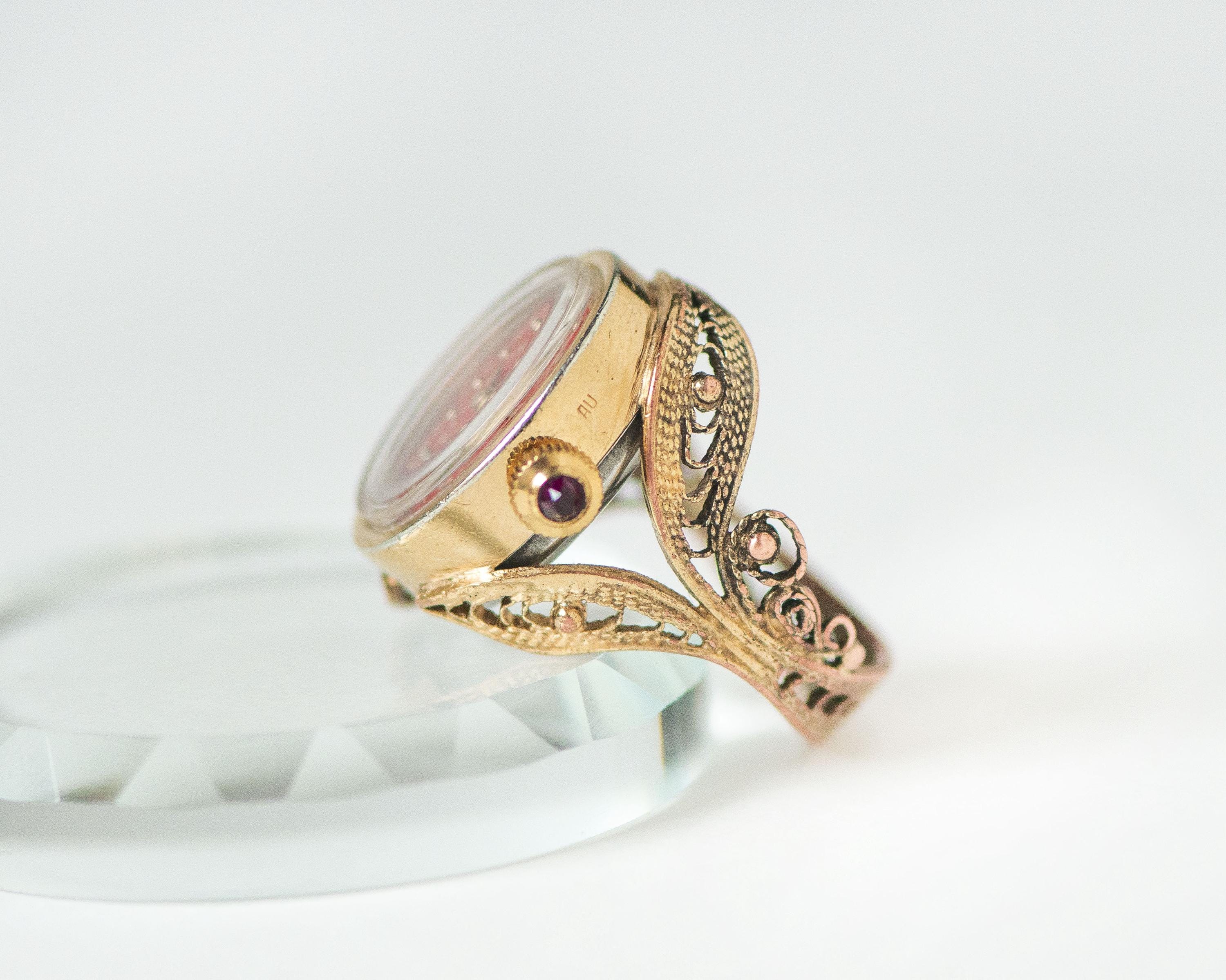 OIDEA Orologio Anello Da Donna Al Quarzo, Quadrante Rotondo Con Numeri Arabi, Cinturino Elastico Regolabile, Acciaio Inox, Regalo Per Fidanzata E Mamma