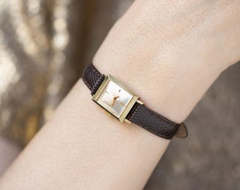 Montre Bracelet Femme Vintage Plaqué Or - Années 1950-60 - Mécanique - Bracelet Kestenmade USA - Occasion
