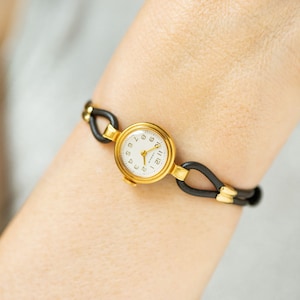 Orologio da cocktail Cordette per donna Seagull come nuovo, orologio da polso da sera retrò vintage, orologio placcato oro orologio regalo gioielli sposa