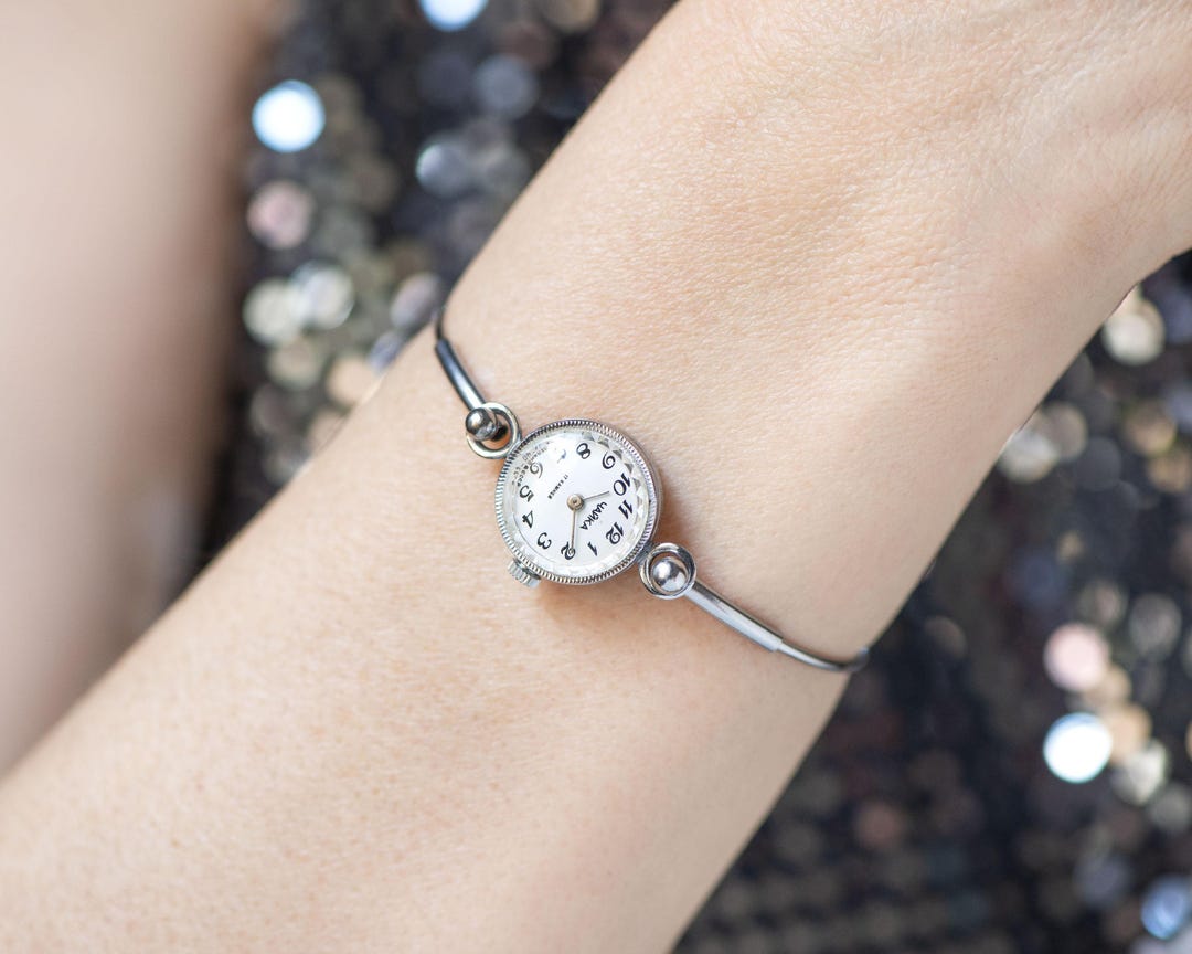 Small Womens Silver Watch Small Silver Cuff Watch Cocktail Watch