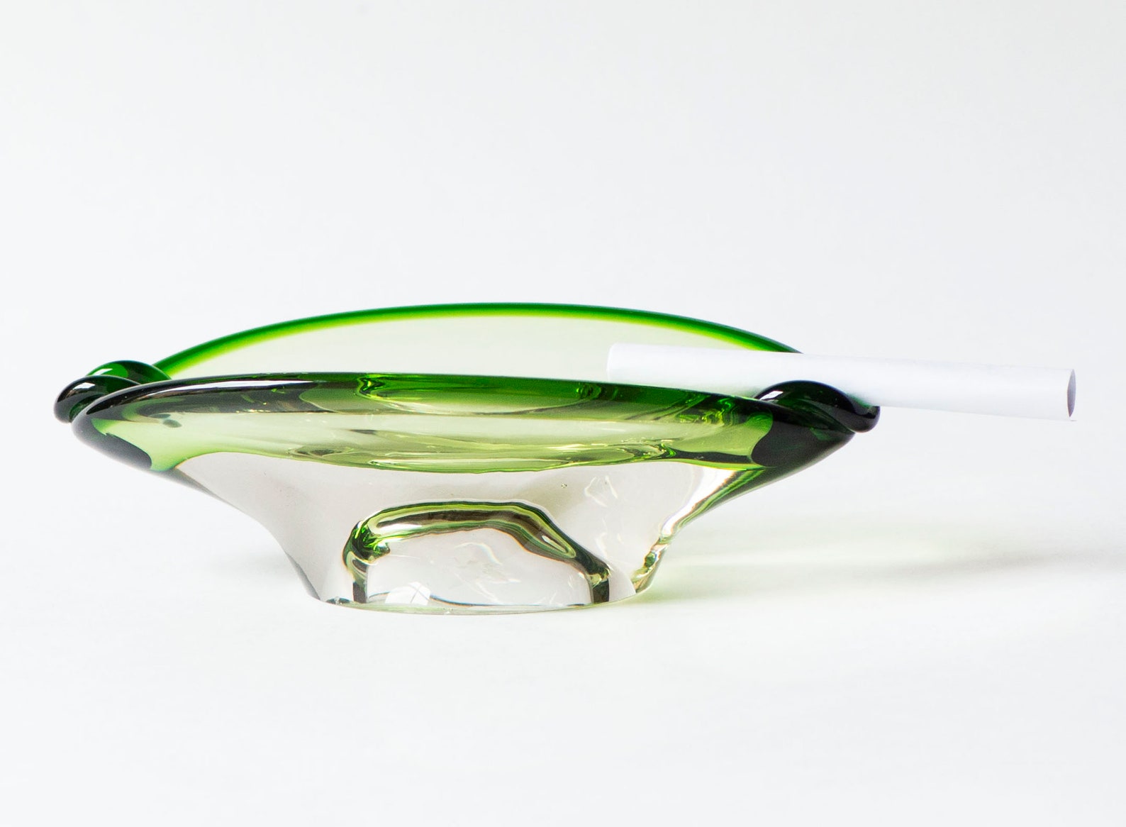 Green Handblown Glass Ashtray Vintage Transparent Ashtray 2 Etsy