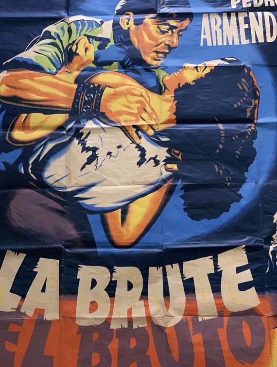 Luis Buñuel Movie El Bruto Poster Huge In French 1953 Poster La Brute For Belgium Cinemas Pedro Armendariz Melodrama Poster Retro Home