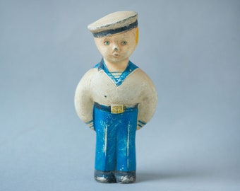 Toy boy sailor naval cadet vintage, retro kid's toy home decor fro adults rare rubber figurine sailor antique toy without squeaker brave boy