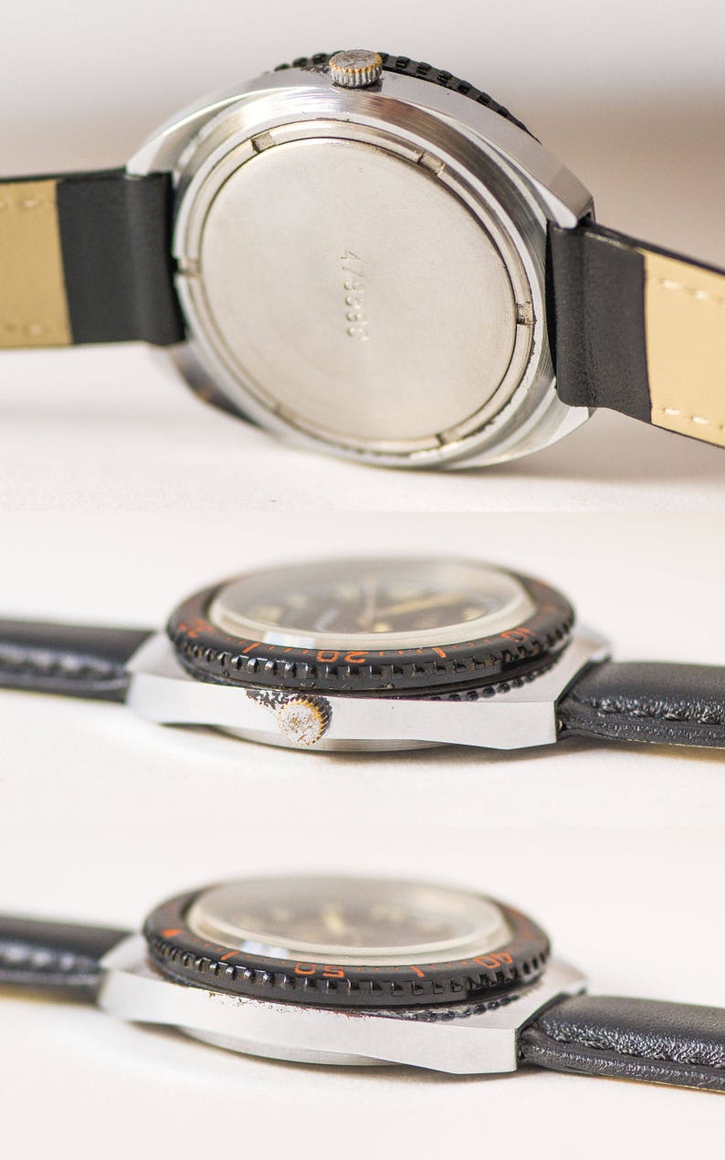 Chunky quartz watch Rocket black watch diver style men's Etsy