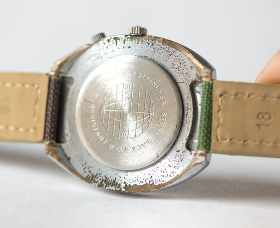 Men's watch quartz, forest green watch chunky, pe… - image 6