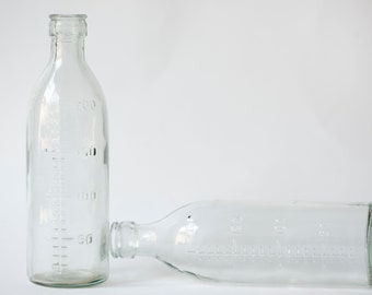 Newborn baby feeding bottles set 2 glass vintage, Soviet milk bottles capacity 200 ml small, home decor glassware vase sustainable container