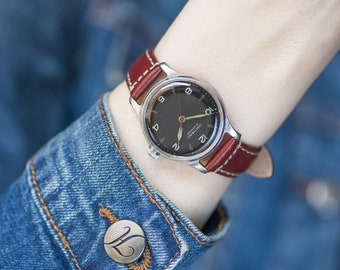 Uniseks horloge Athletic Sportivnyje, zeldzaam klassiek boyfriend-polshorloge zwart minimalistisch schokbestendig, nieuwe leren band