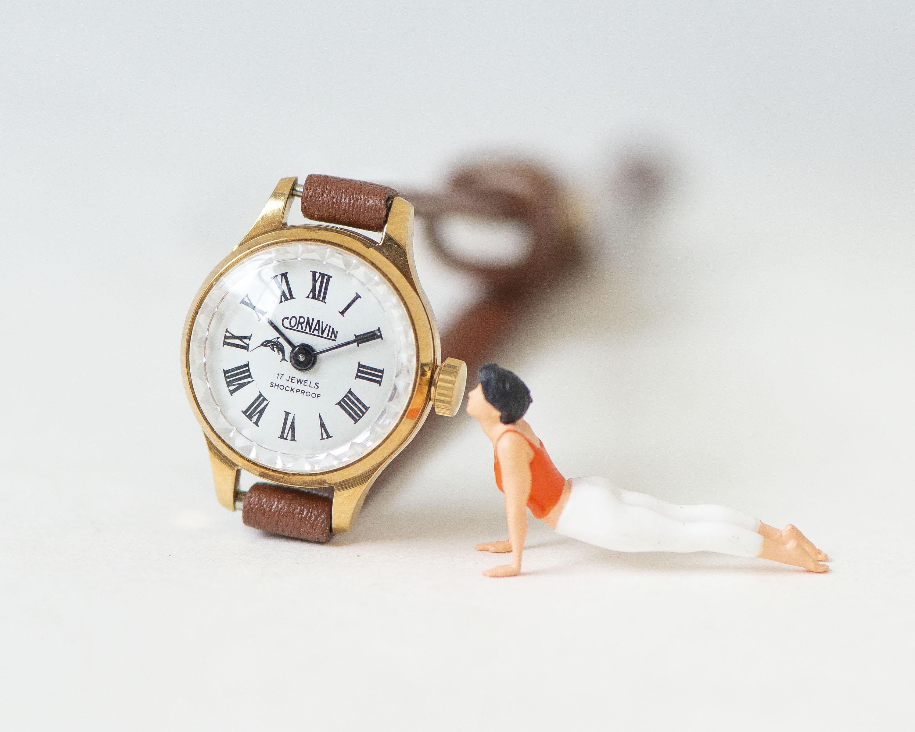 Vintage Women Watch Small Gold Plated CORNAVIN Gift, Lady