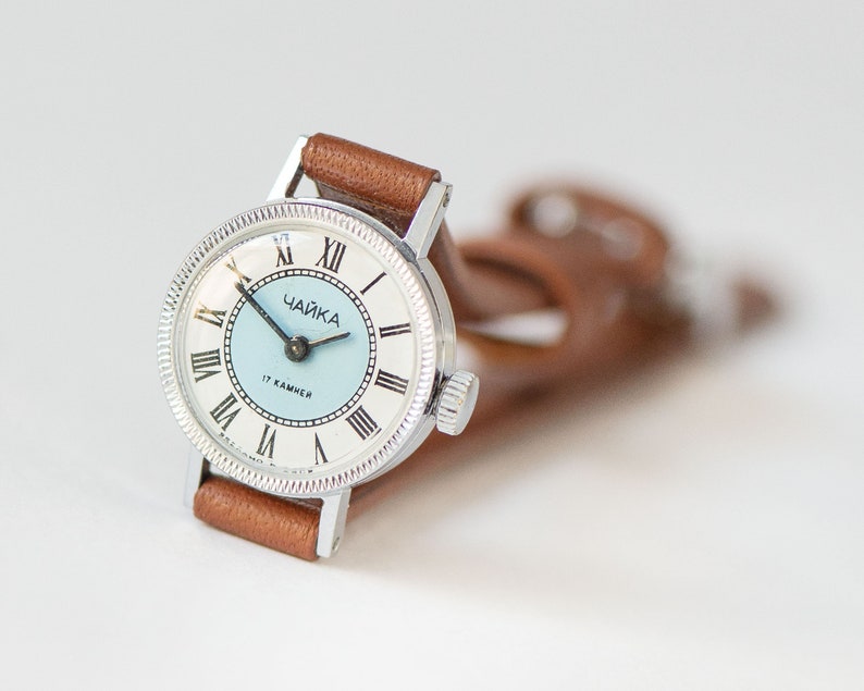 Women Watch Blue Dot Face Roman Numerals Vintage Women Watch Etsy