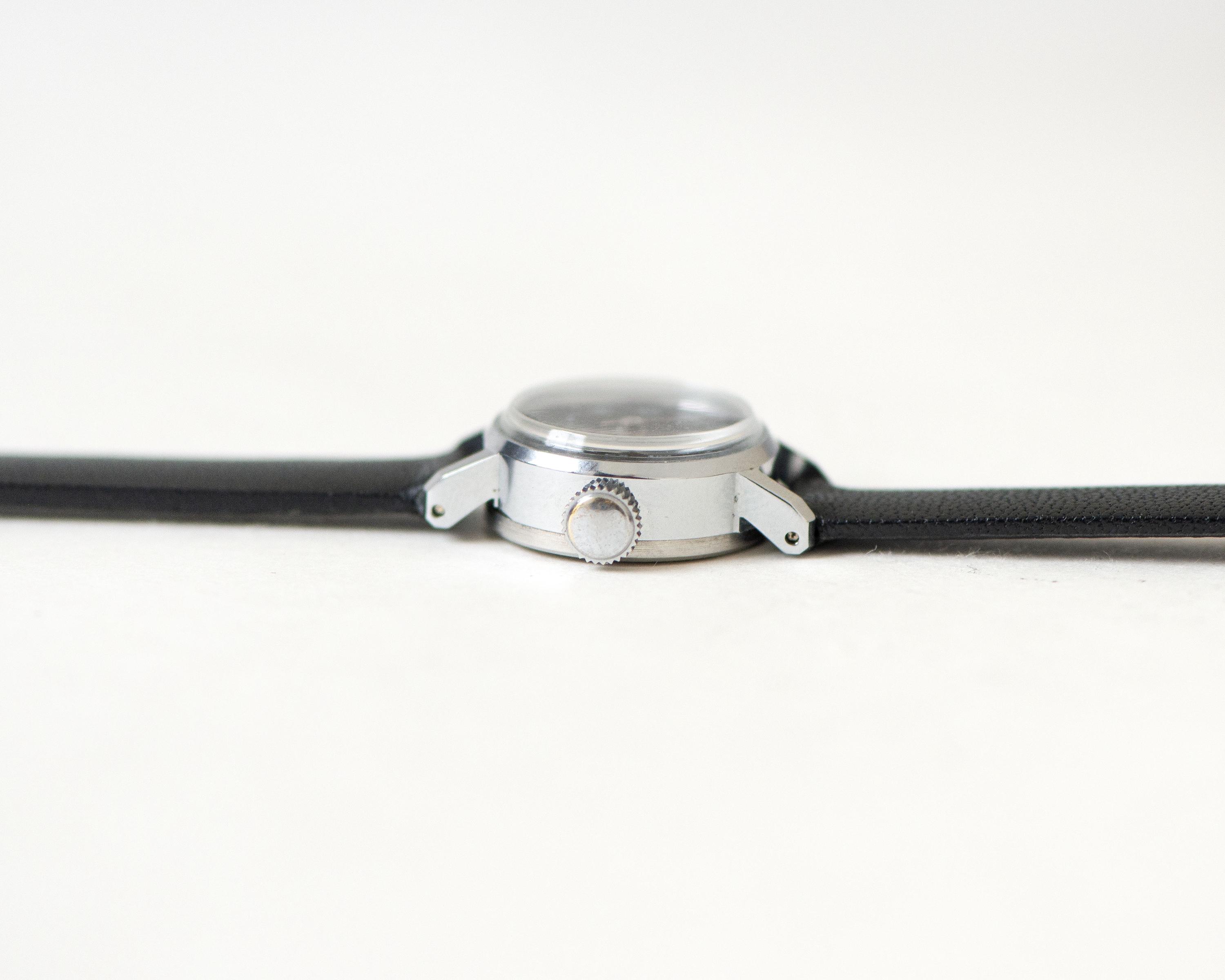 Black Micro Watch for Women Vintage Unused Dawn, Small Lady Black Micro Watch for Women Vintage Unused Dawn, Small Lady