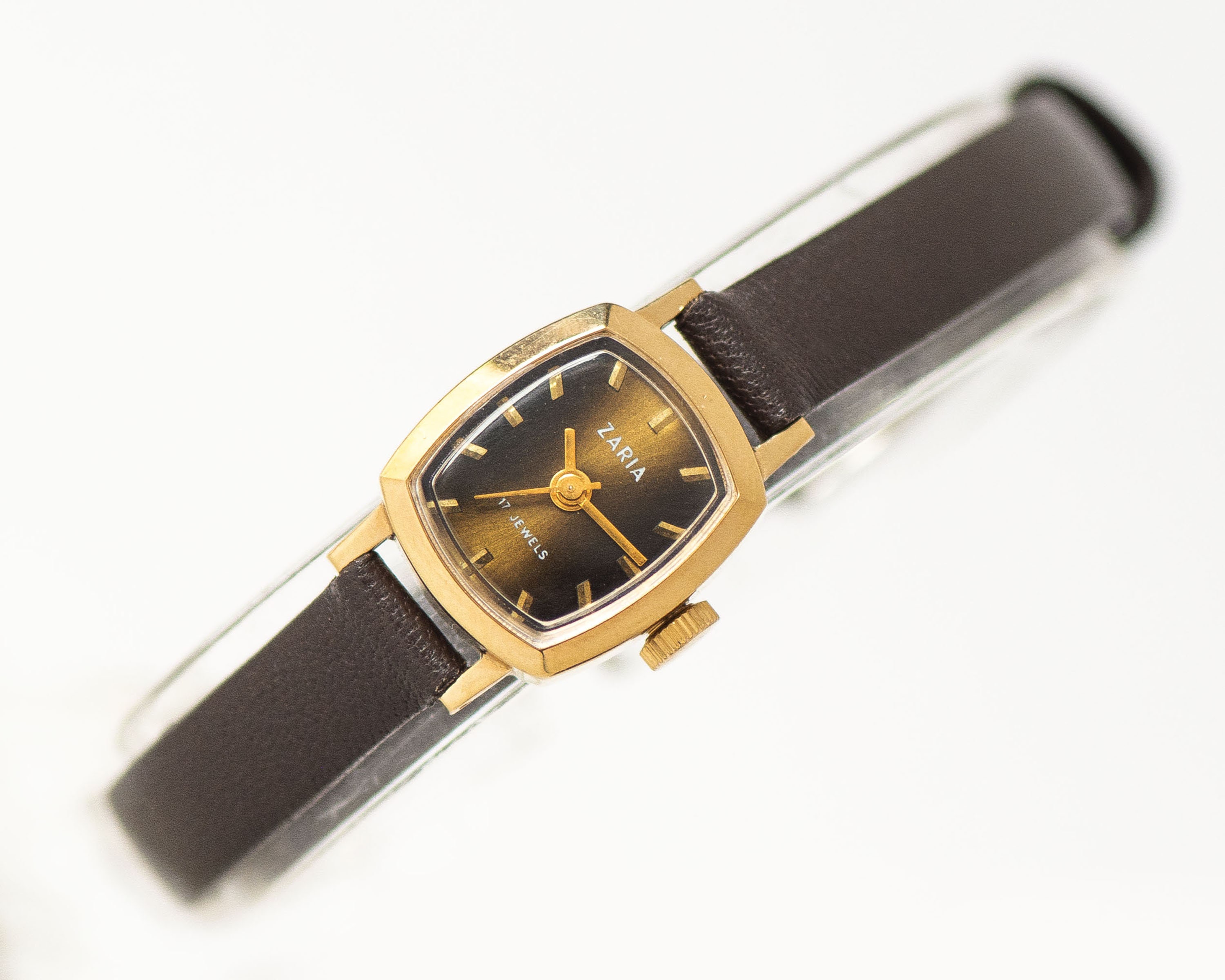 Brown Wristwatch for Women Dawn Unused Vintage Gift, Micro