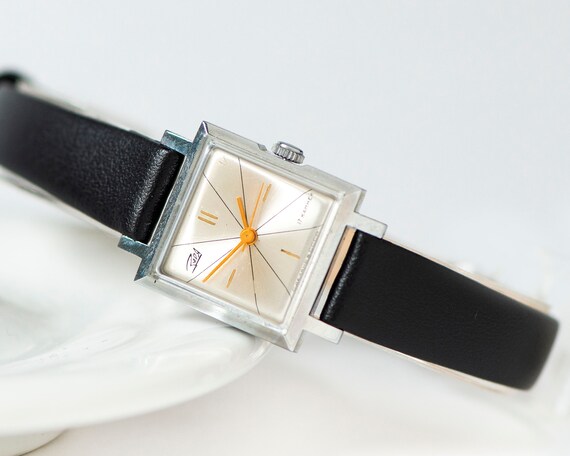 Women's watch unused Dawn vintage, square silver … - image 3