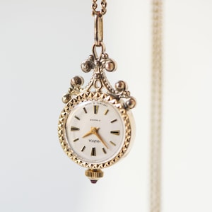 Floral pendant watch women&#39;s watch necklace Seagull gold plated, vintage watch pendant boho accessory limited edition lady gift chic jewelry