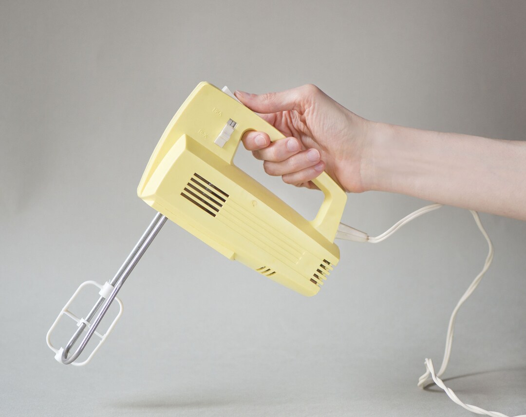 Vintage Electric Mixer Yellow Minimalist Working, Socialist Realism