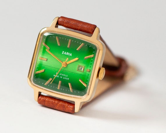 Green Women's watch unused Dawn vintage, square w… - image 4