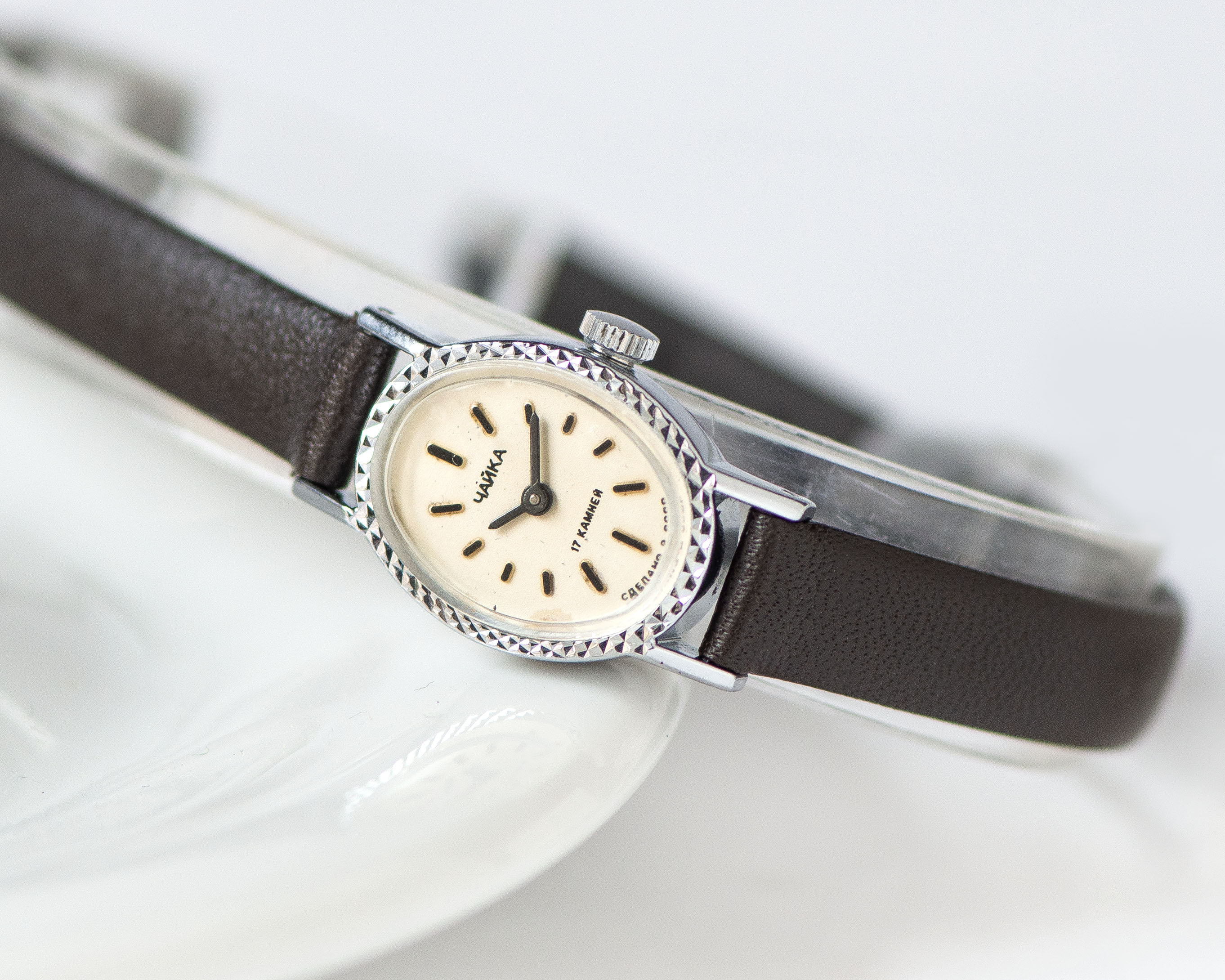 Oval Wristwatch for Women Vintage Seagull, Silver Shade Lady