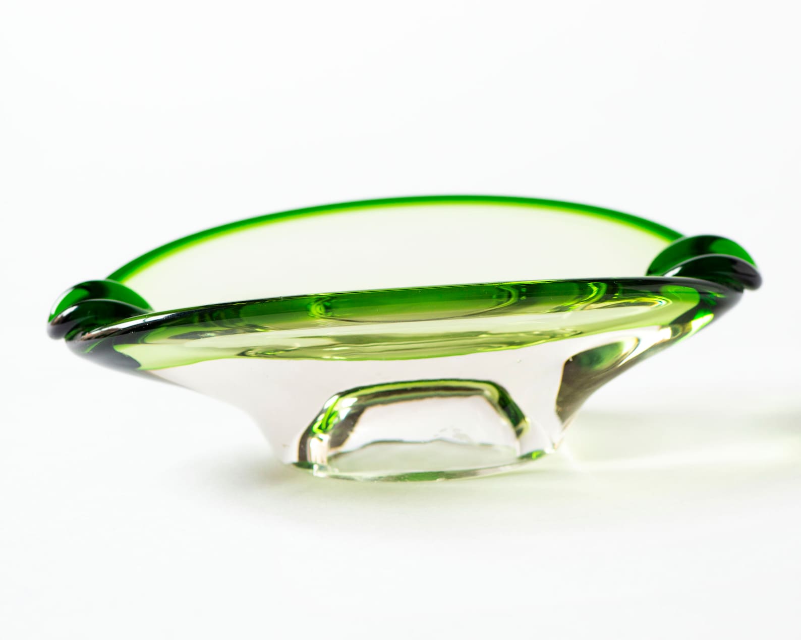 Green Handblown Glass Ashtray Vintage Transparent Ashtray 2 Etsy