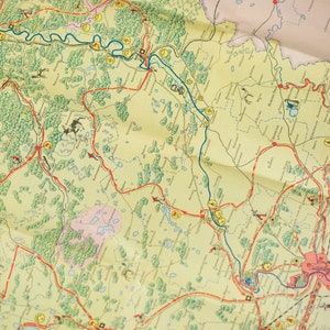 Vintage Omsk region hiking map in Russian, map folded 1971 authentic West-Siberian region map for tourists, large wall map USSR time Omsk image 7