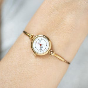 Quartz wristwatch women Seagull vintage, gold plated watch bracelet for lady minimalist, cocktail watch delicate jewelry retro gift for lady