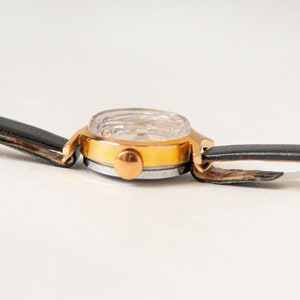 Reloj de pulsera absolutamente raro Gaviota chapada en oro, regalo de joyería de reloj para mujeres de mediados de siglo, regalo de reloj de pulsera clásico para dama, nueva banda de cuero de primera calidad imagen 8