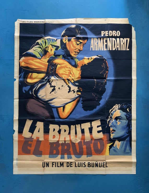 Luis Buñuel Movie El Bruto Poster Huge In French 1953 Poster La Brute For Belgium Cinemas Pedro Armendariz Melodrama Poster Retro Home