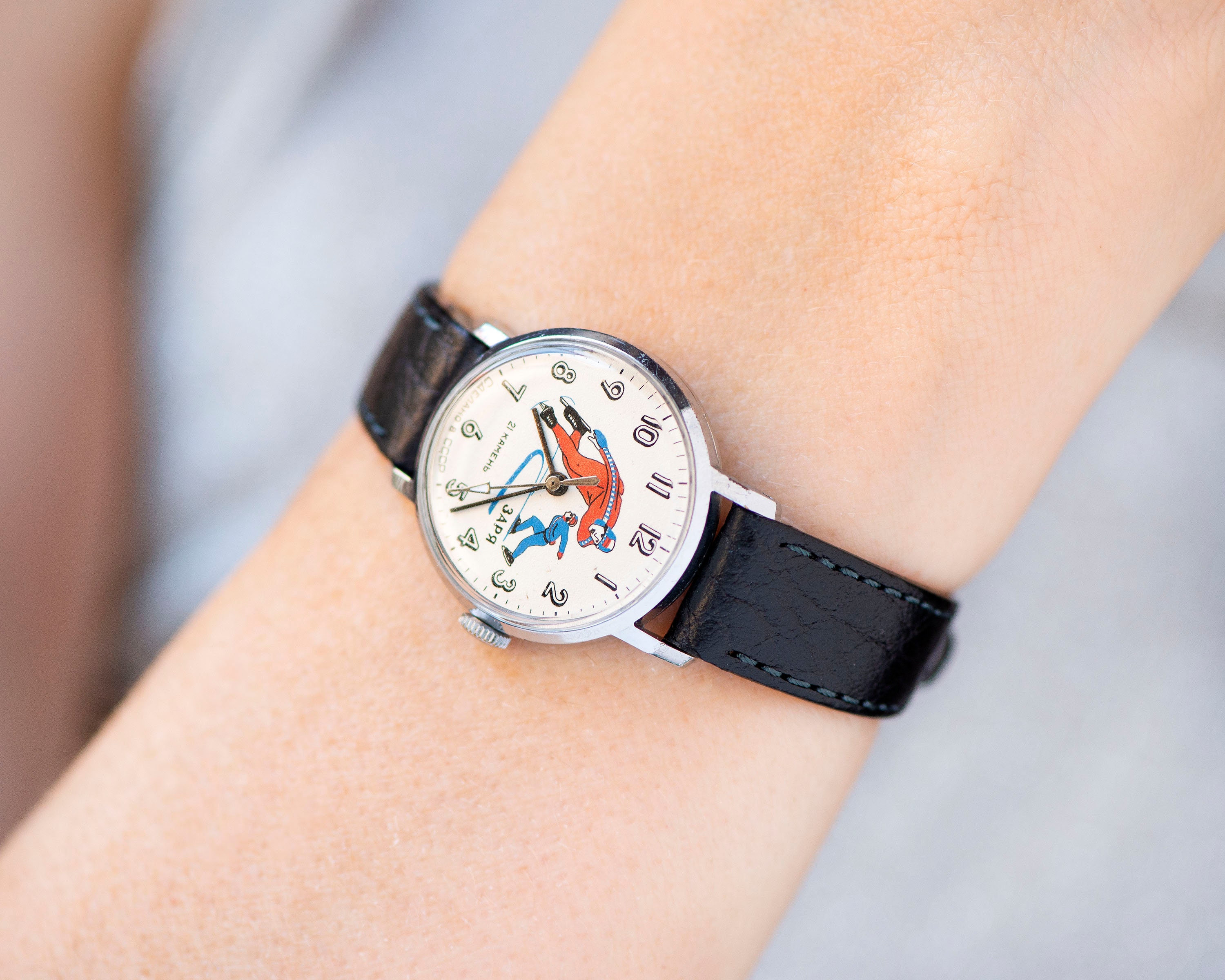 Tomboy Watch Speed Skating on Dial Vintage Womens Wrist