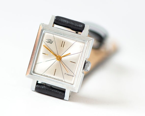 Women's watch unused Dawn vintage, square silver … - image 4