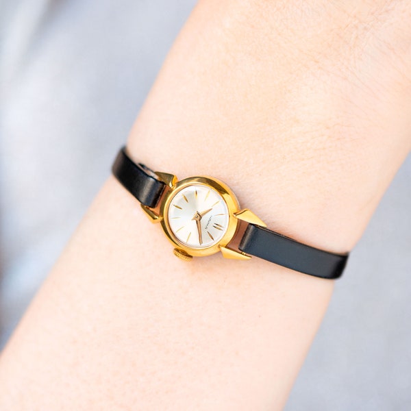 Limited edition women's watch gold plated Seagull, micro wristwatch lady classic, jewelry vintage watch girl gift, new premium leather strap