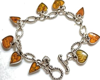 Brighton PICCADILLY Motivational Single Quotes Heart Silver Tone Charm Bracelet