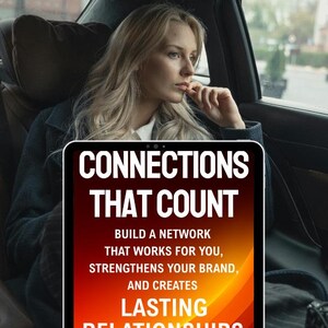 May include: A book cover with the title "CONNECTIONS THAT COUNT" in white letters on a black background. The cover also includes the text "BUILD A NETWORK THAT WORKS FOR YOU, STRENGTHENS YOUR BRAND, AND CREATES LASTING RELATIONSHIPS" and the author's name, Cyril Jacobs.
