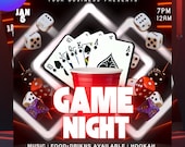 Game Night Party Flyer, Editable Canva Template (Social Media Announcement) Casino, Poker, Bingo Flyer, Club party flyer, Digital download