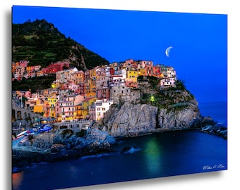 Cinque Terre Italy Village at Blue Hour Landscape Photography Print