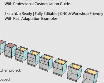 Kitchen Cabinet 3D Models and SketchUp Pack – Editable Modular Cabinets | Digital Download for Kitchen Design & Production