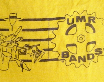 Vintage 70s University of Missouri - Rolla UMR Marching Bands Yellow T-Shirt