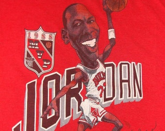 Vintage 1988 Michael JORDAN Chicago BULLS Caricature Red T-shirt