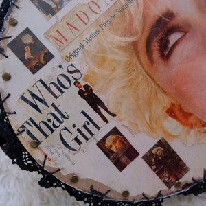 Unique Handmade Who's That Girl Vinyl LP Record Handbag Han Upcycled Vinyl Record Bag, Vinyl Record Sling Bag, 12 image 5