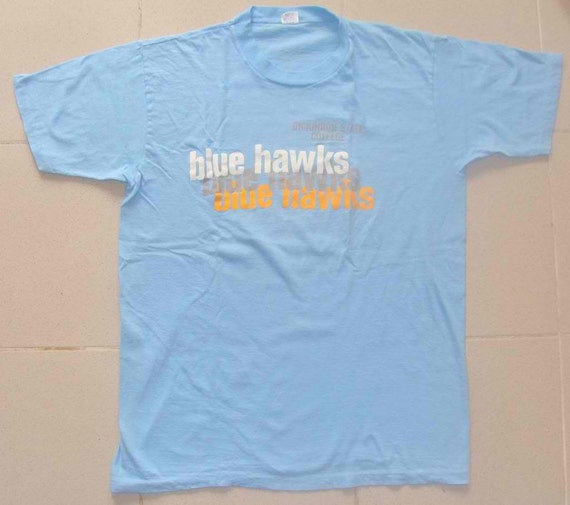 Vintage 80s DICKINSON State College BLUE HAWKS Ts… - image 2